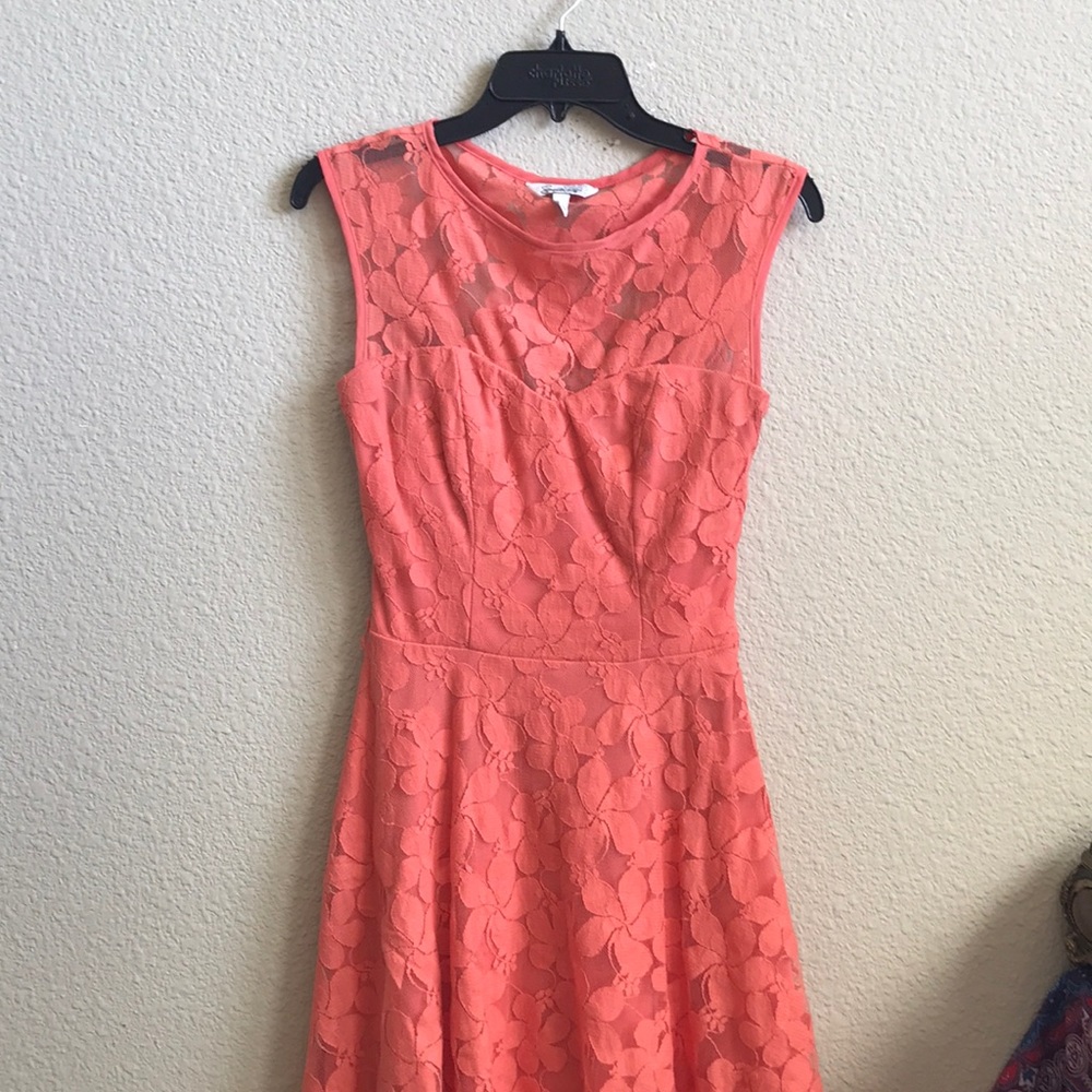 Peach A-Line Flower Dress